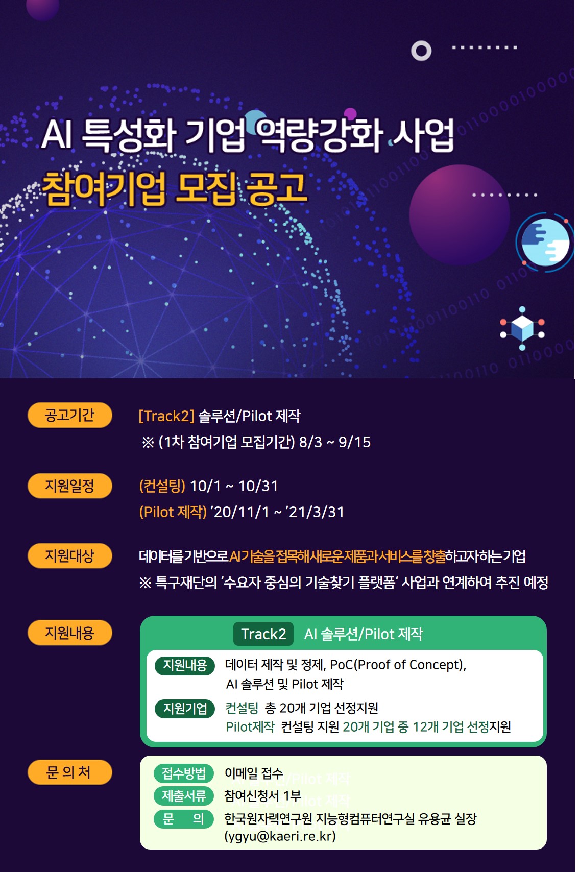 2020 연구개발특구 AI 특성화 기업 역량강화 지원사업
